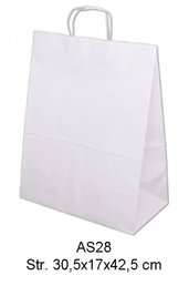 Hvid bærepose med snoet hank. 100 gr.