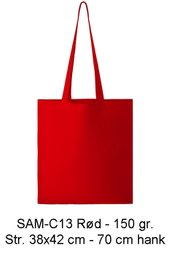Rød bomuldspose - mulepose. 150 gr. 70 cm hank