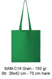Grøn bomuldspose - mulepose. 150 gr. 70 cm hank